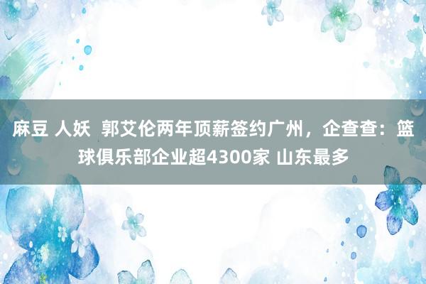 麻豆 人妖  郭艾伦两年顶薪签约广州，企查查：篮球俱乐部企业超4300家 山东最多